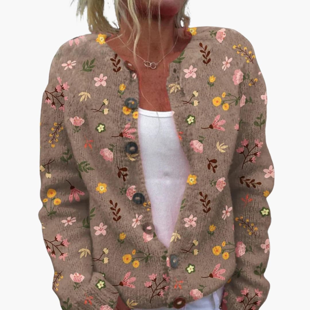 Marisol | Women's Floral Knit Button-Up Cardigan