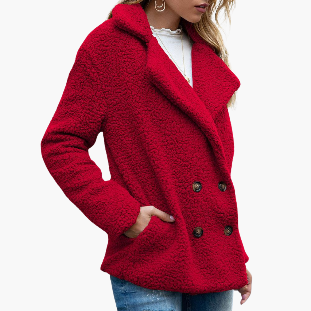 Marlowe | Women's Oversized Teddy Lapel Collar Faux Fur Jacket
