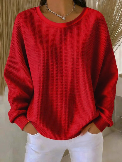 Linnea | Women's Waffle Knit Oversized Long Sleeve Jumper
