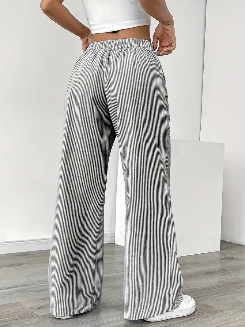 Marisol | Women's Wide Leg Striped Drawstring Beach Pants