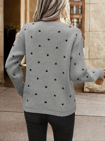 Marlenya | Women's Polka Dot Knitted Long Sleeve Sweater