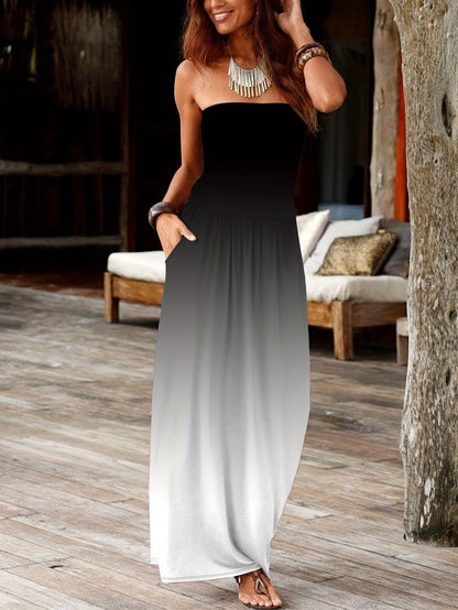 Marlowe | Women's Bandeau Ruched Pocket Maxi Dress
