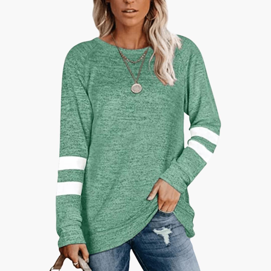 Sienna | Women's Long Sleeve Crew Neck Varsity Stripe Tunic Top