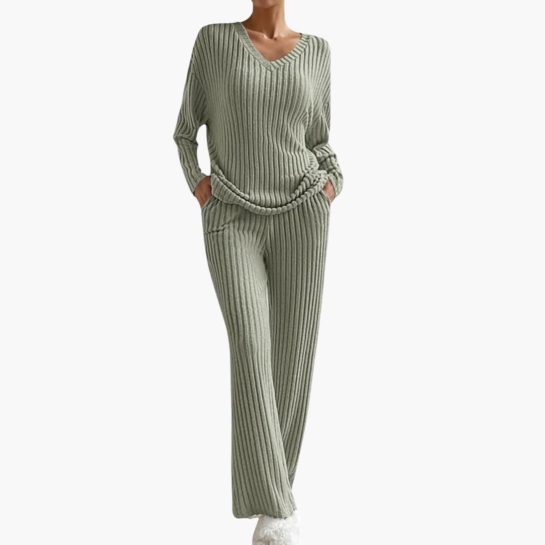 Neutral Haven | Women's Ribbed Knit Lounge Set