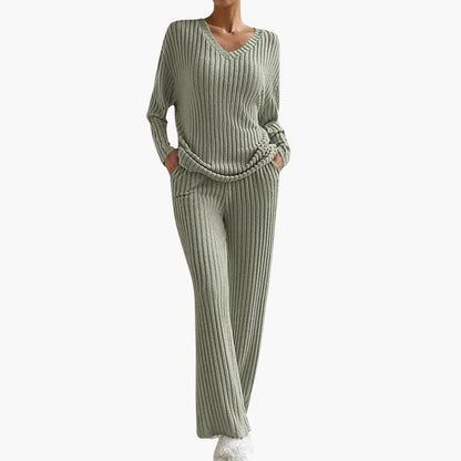 Neutral Haven | Women's Ribbed Knit Lounge Set