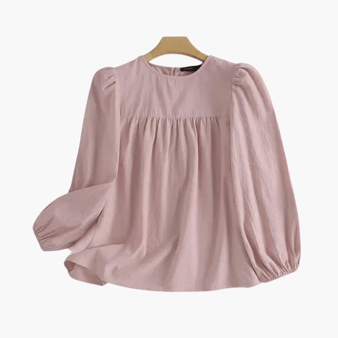Elara | Women's Long Sleeve Round Neck Flowy Blouse