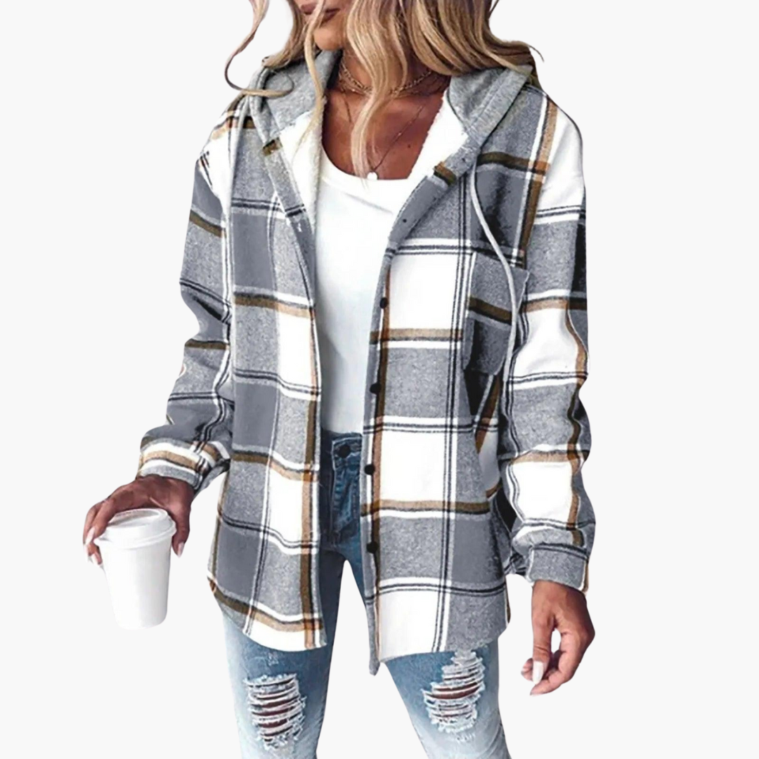 Harper | Women's Plaid Hooded Button-Up Shacket
