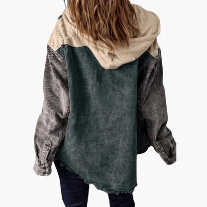 Marlowe | Women's Colorblock Corduroy Button-Up Shacket