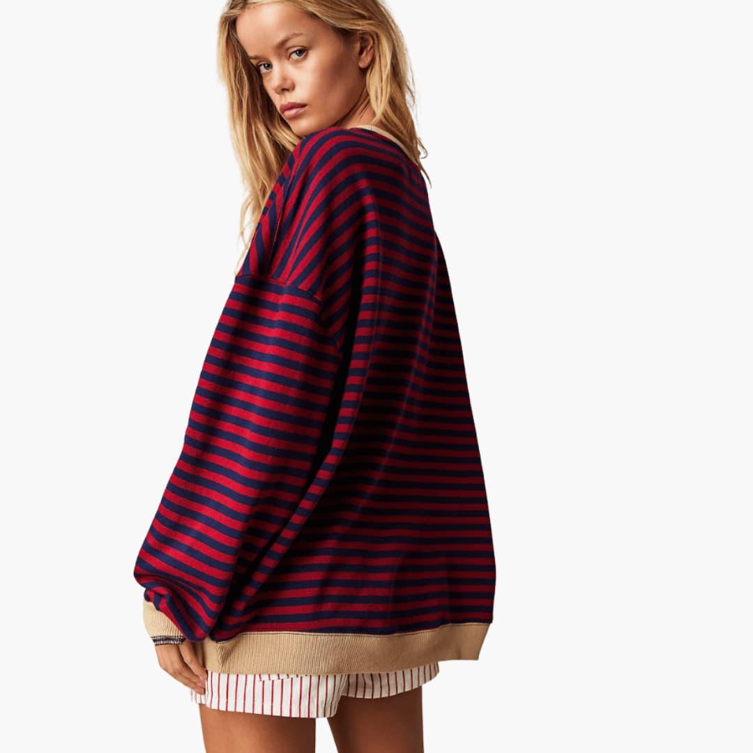 Marlowe | Women's Striped Relaxed Long Sleeve Top