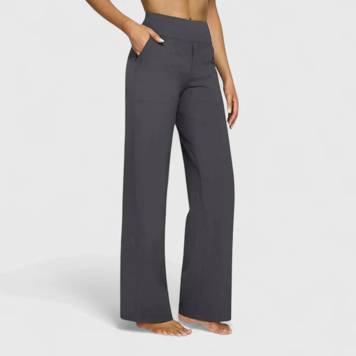 Ame | Wide Waistband High Waist Wide Leg Pocket Casual Pant