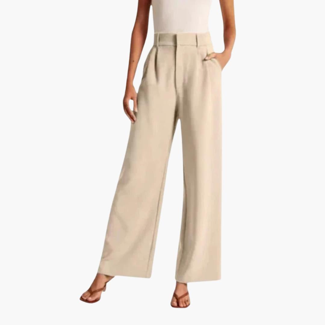 Marlowe | Women's High-Waisted Wide-Leg Pleated Trouser