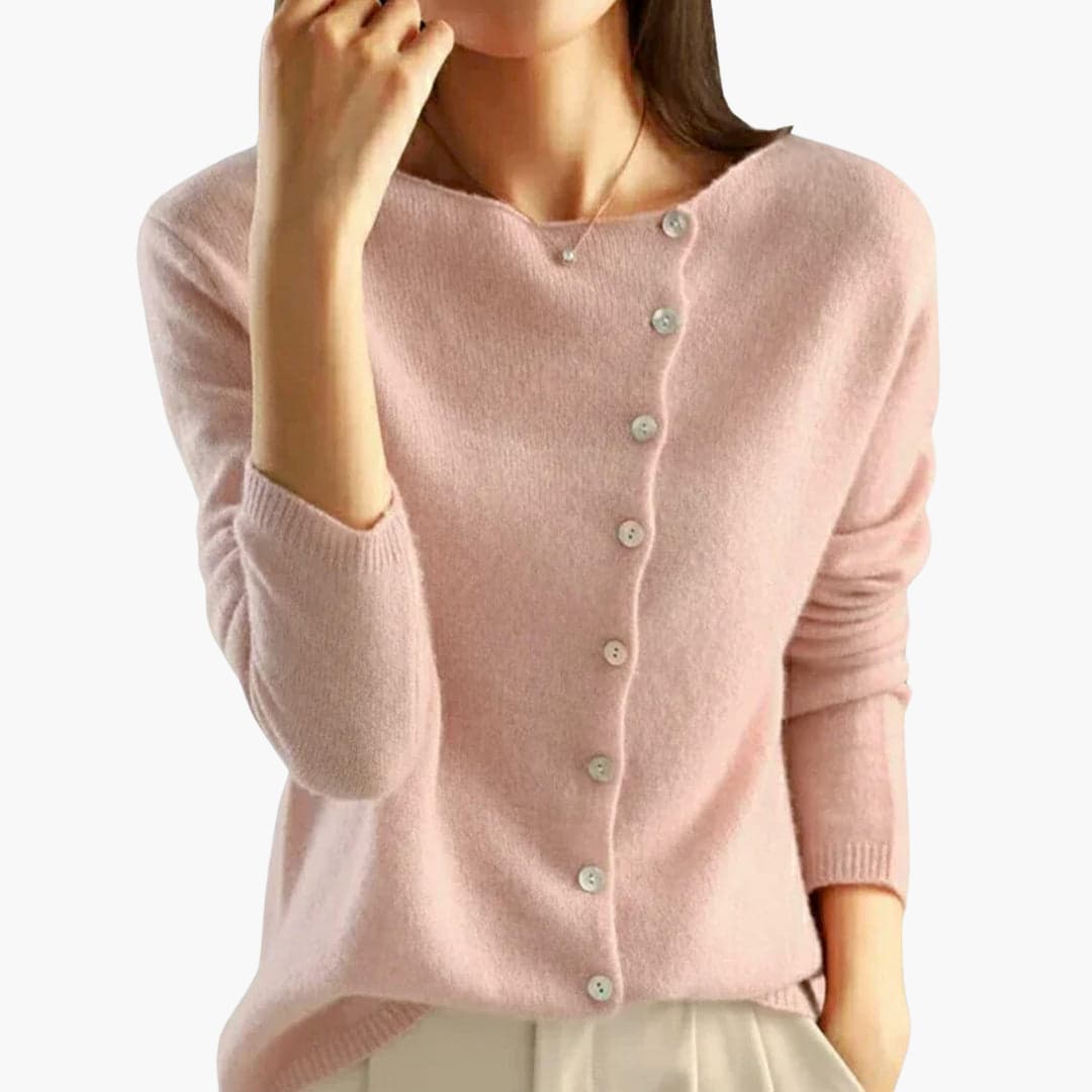 Delphine | Women's Asymmetric Button Front Knit Cardigan
