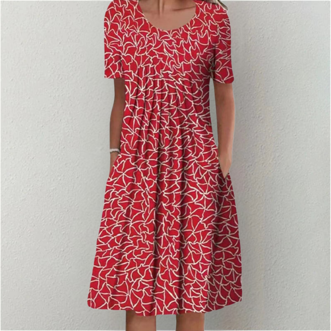 Poppy | Short Sleeve Floral Print Relaxed Casual Midi Dress