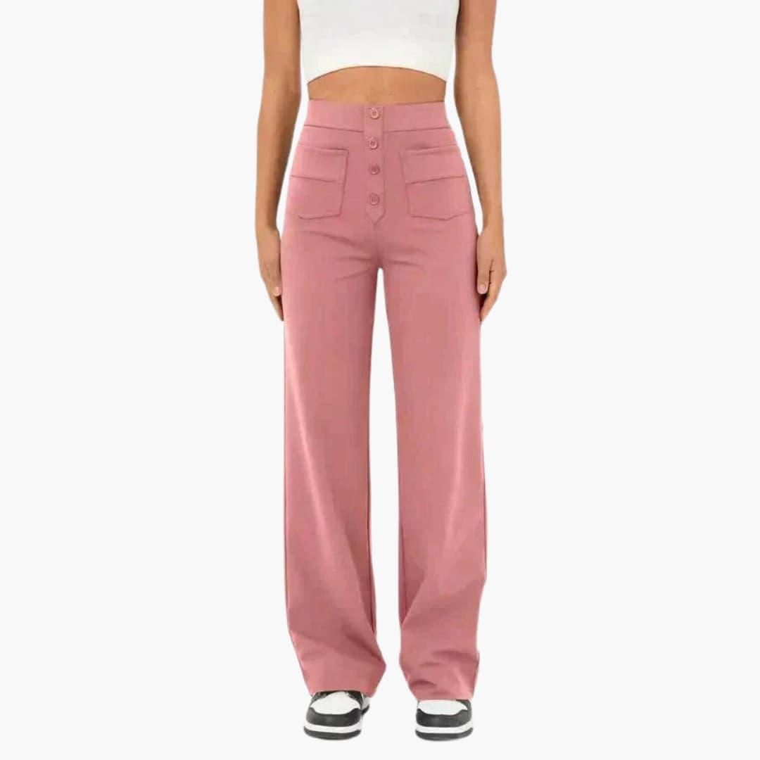 Marlowe | Women's High Waisted Wide Leg Patch Pocket Trousers