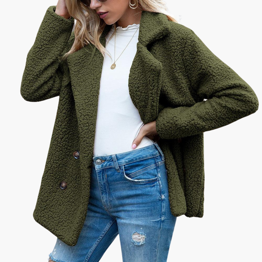 Marlowe | Women's Oversized Teddy Lapel Collar Faux Fur Jacket