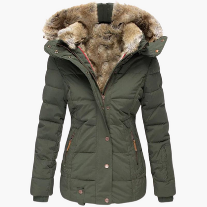 Aspen | Women's Hooded Faux Fur Slim Fit Winter Parka Jacket