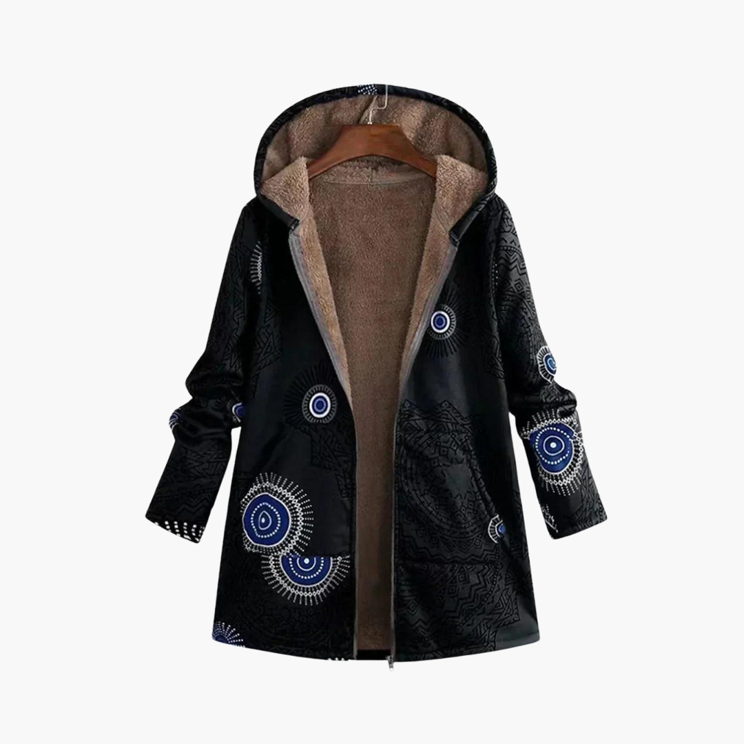 Marisol | Women's Hooded Sherpa-Lined Boho Print Winter Jacket