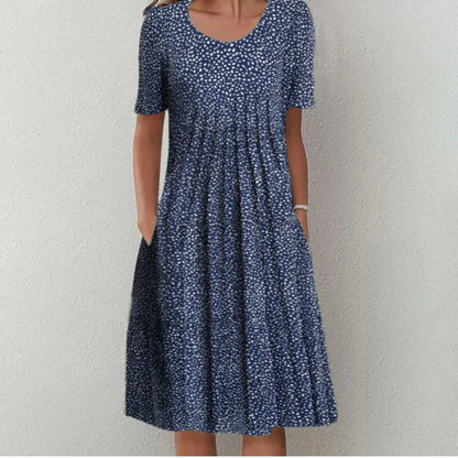 Poppy | Short Sleeve Floral Print Relaxed Casual Midi Dress