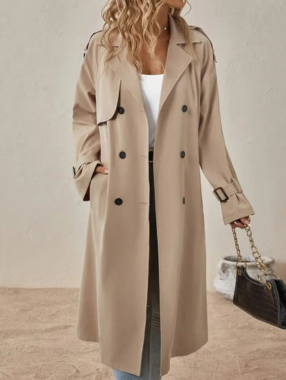 Eleanora | Women's Long Double-Breasted Belted Cuff Trench Coat
