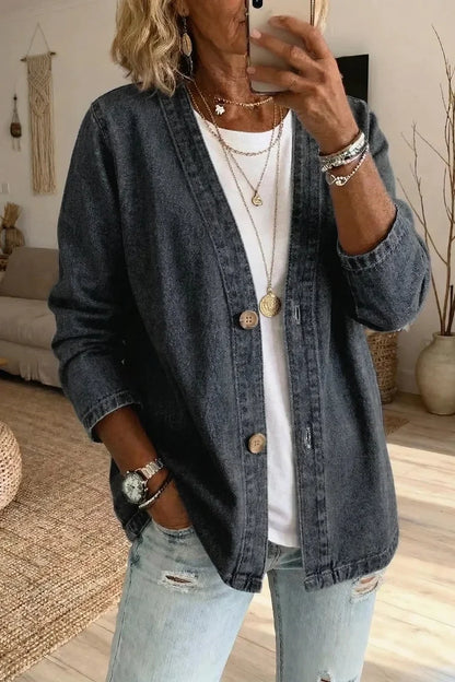 Marlowe | Women's Washed Denim Open-Front Cardigan Jacket