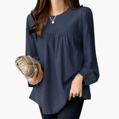 Elara | Women's Long Sleeve Round Neck Flowy Blouse