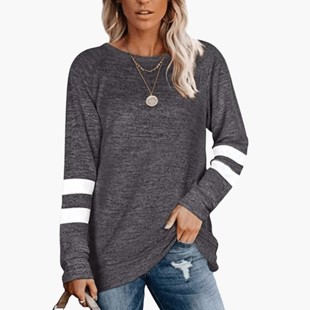 Sienna | Women's Long Sleeve Crew Neck Striped Casual Top