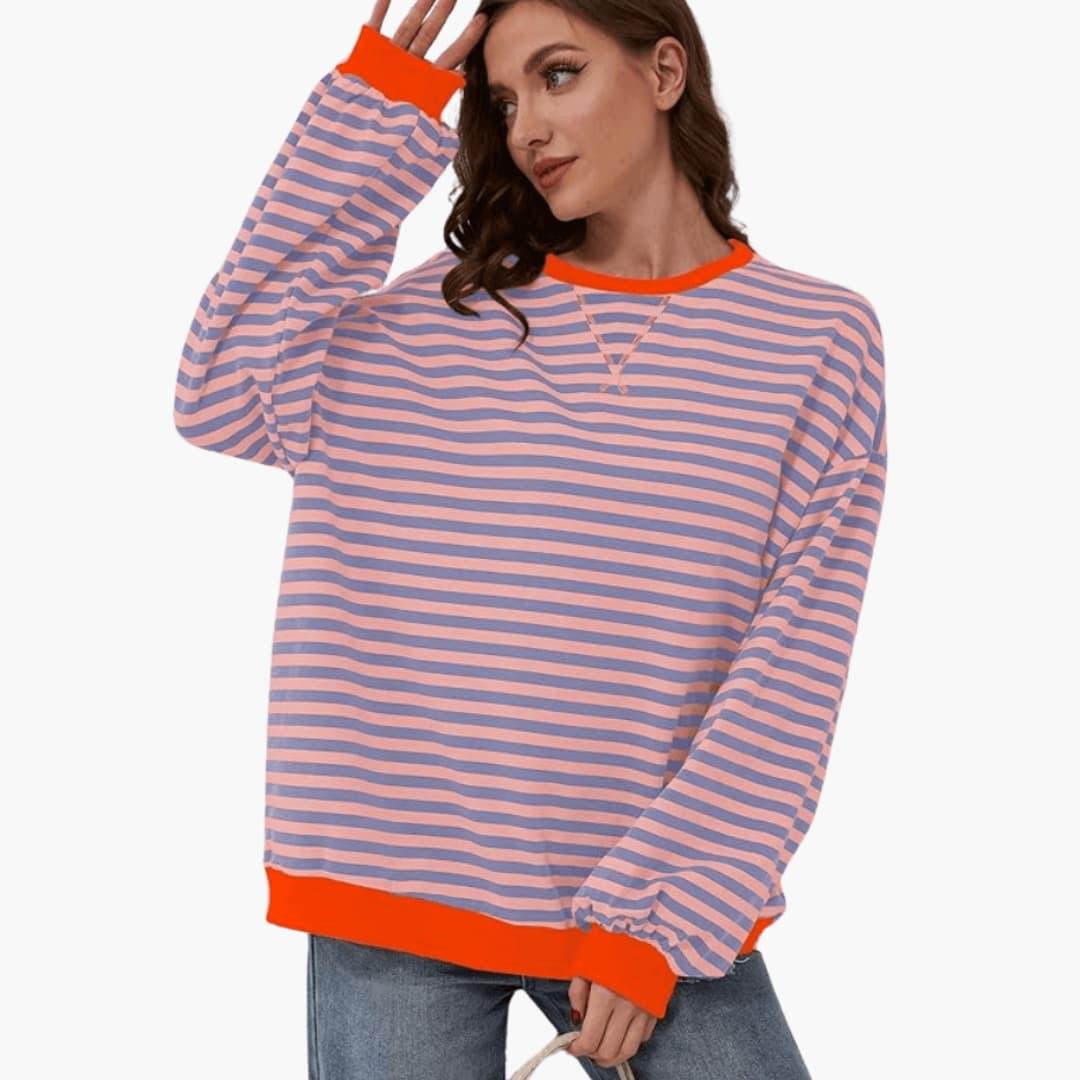 Marlowe | Women's Striped Relaxed Long Sleeve Top