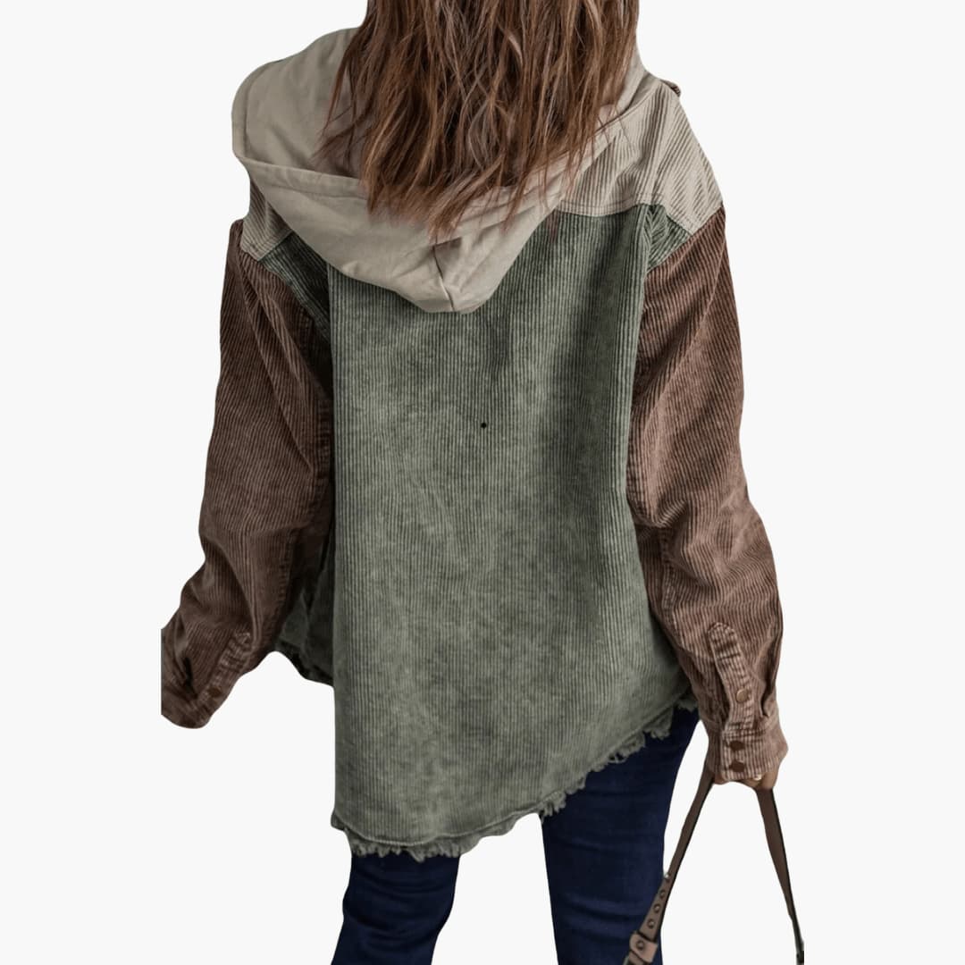Marlowe | Women's Colorblock Corduroy Button-Up Shacket
