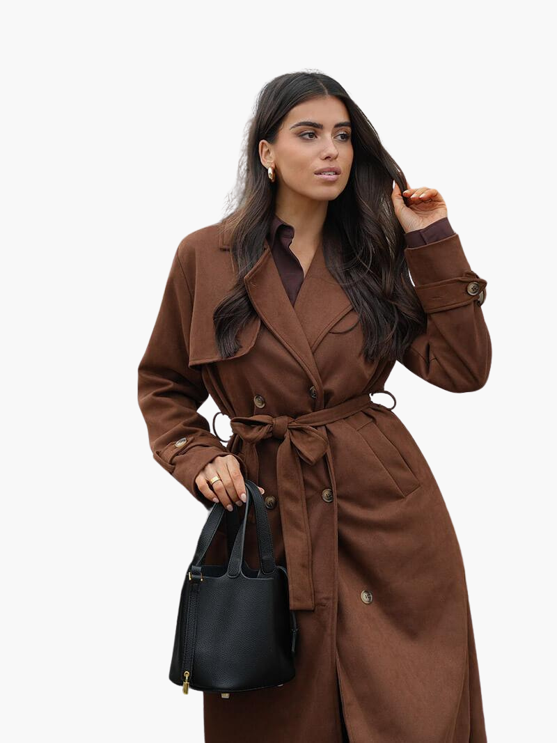 Marlowe | Women's Double-Breasted Belted Longline Trench Coat