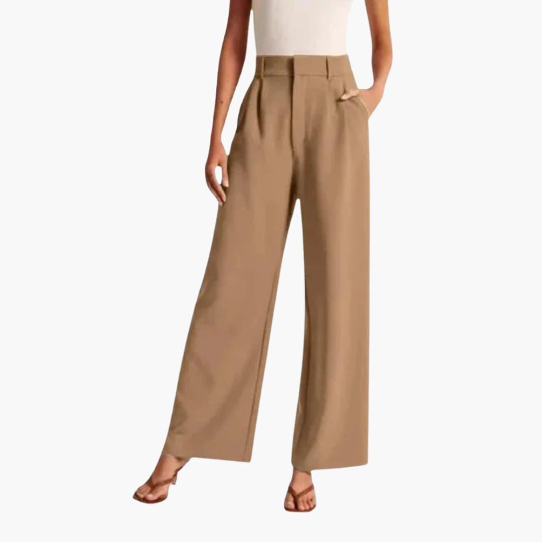 Marlowe | Women's High-Waisted Wide-Leg Pleated Trouser