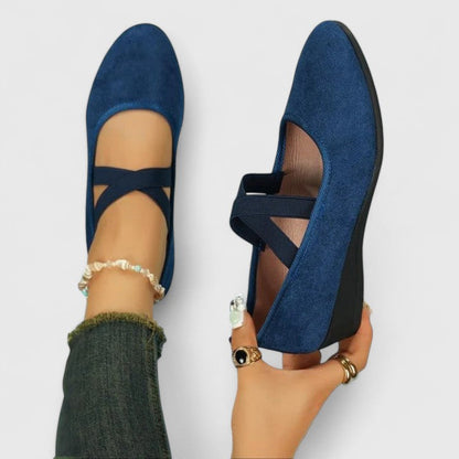 Jynna | Flat Sandals Orthopedic Cross Strap Suede Slip On