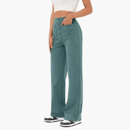 Marlowe | Women's High Waisted Wide Leg Patch Pocket Trousers