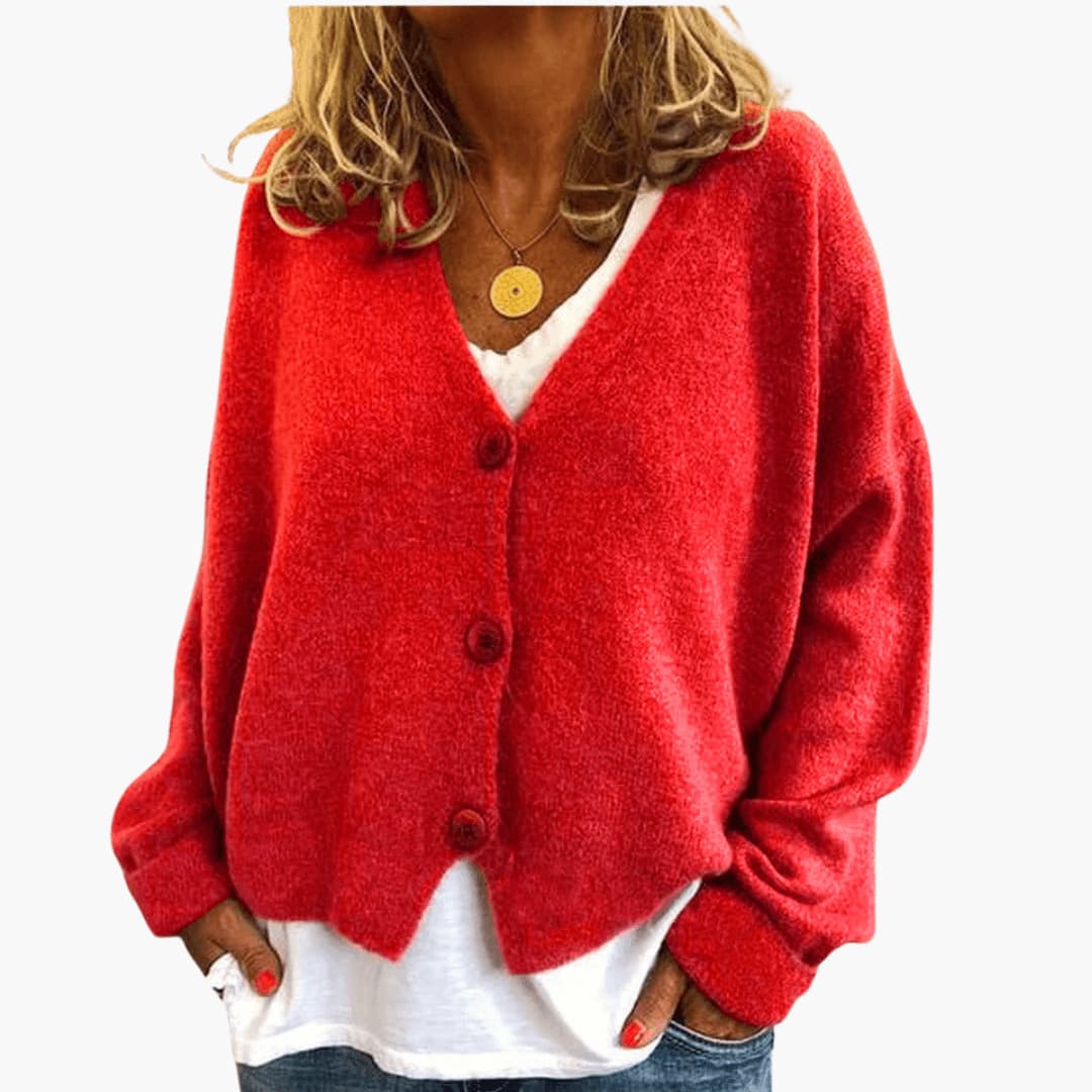 Marlowe | Women's Knitted Button-Up V-Neck Cardigan