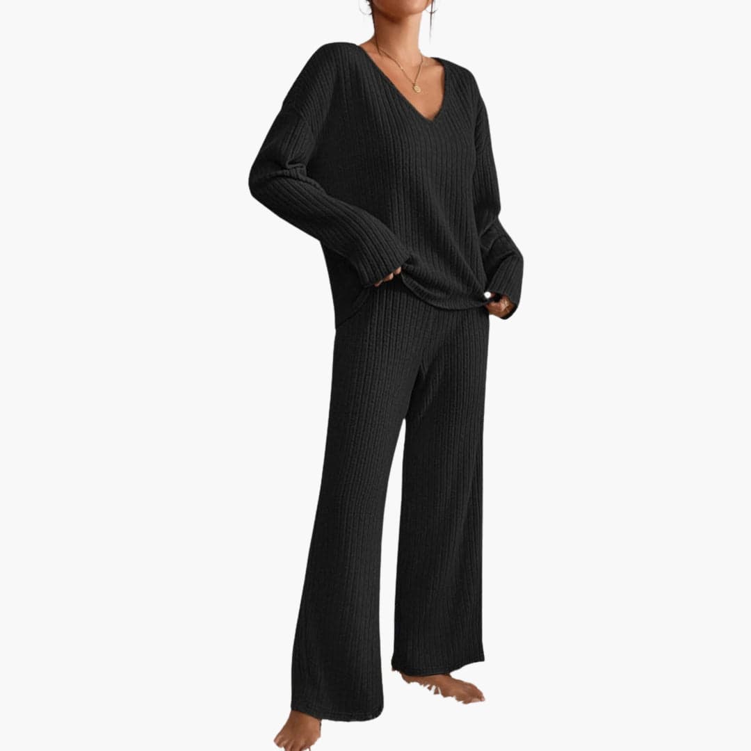 Neutral Haven | Women's Ribbed Knit Lounge Set