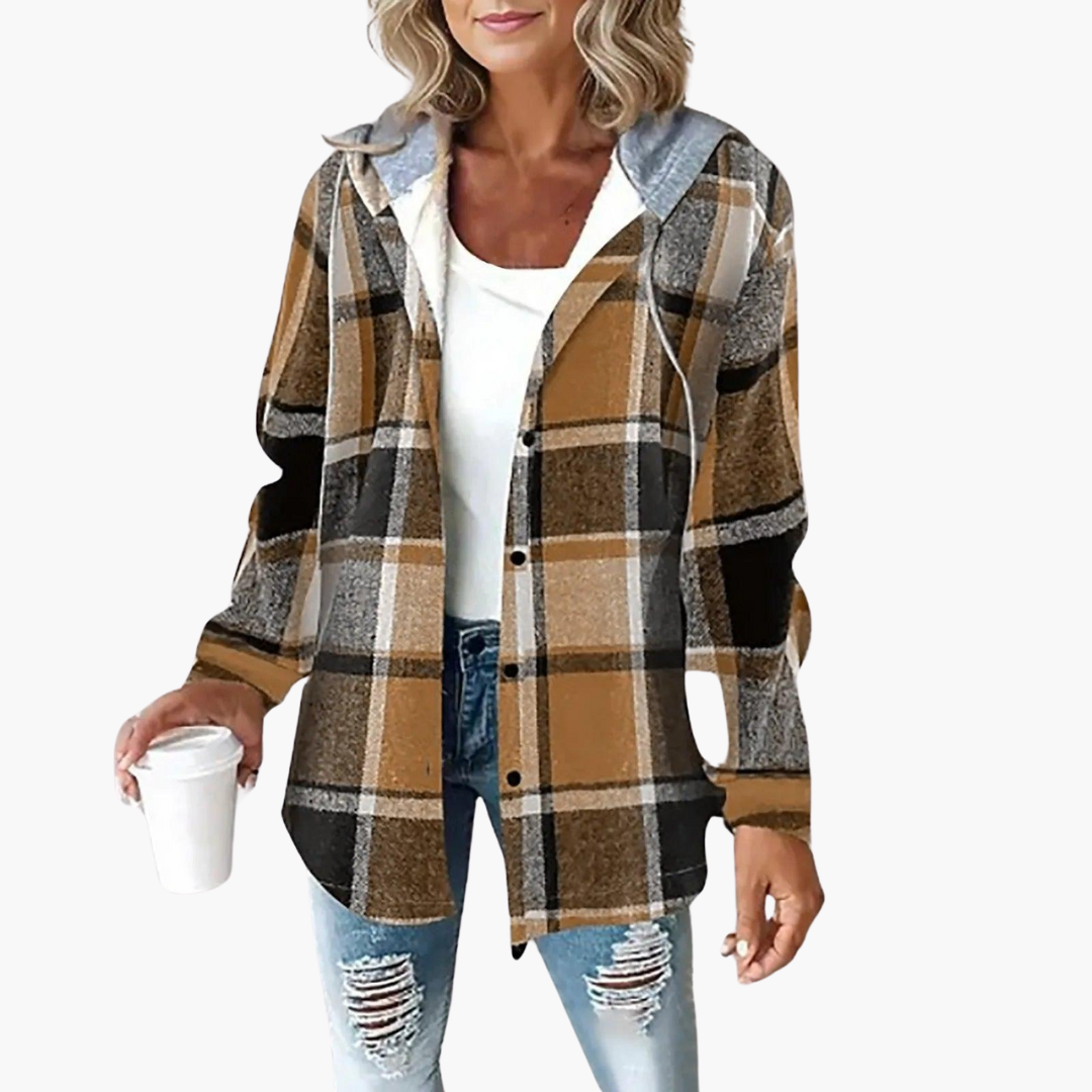 Harper | Women's Plaid Hooded Button-Up Shacket