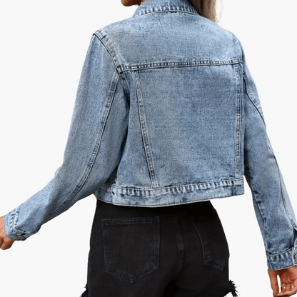 Marlowe | Women's Fitted Cropped Long Sleeve Denim Jacket