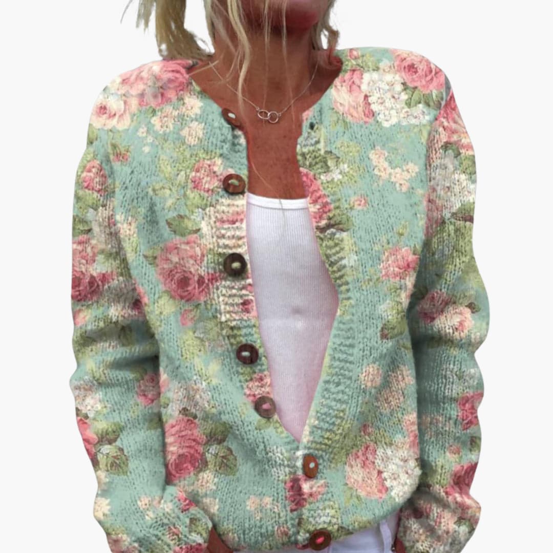 Marisol | Women's Floral Knit Button-Up Cardigan