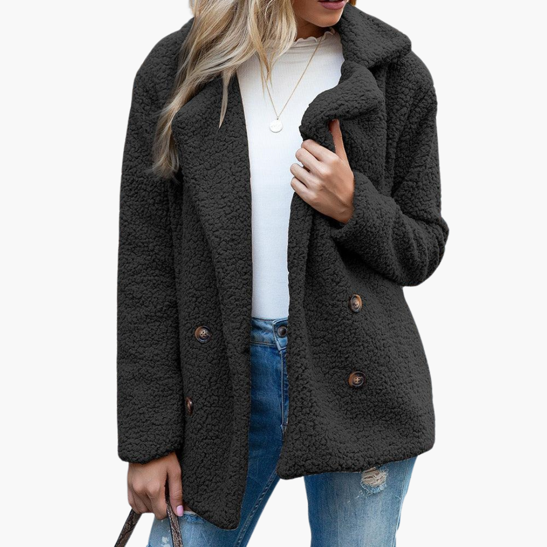 Marlowe | Women's Oversized Teddy Lapel Collar Faux Fur Jacket