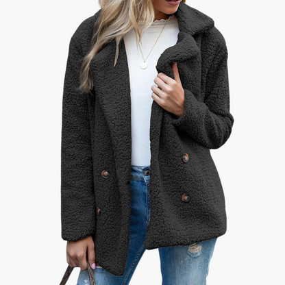 Marlowe | Women's Oversized Teddy Lapel Collar Faux Fur Jacket