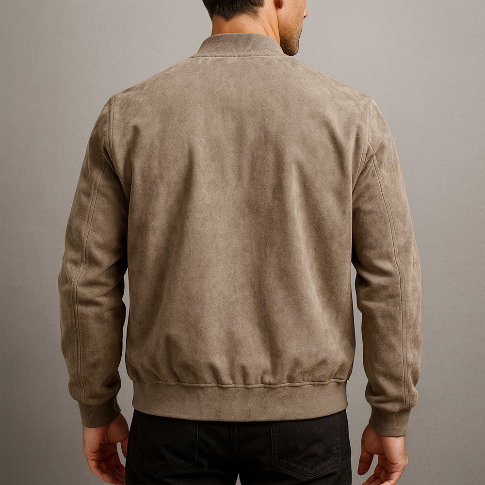 Callan | Men's Suede-Texture Zip-Up Bomber Jacket