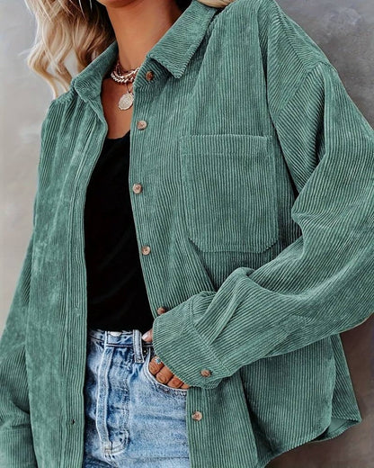 Wrenley | Women's Corduroy Oversized Button Down Shirt