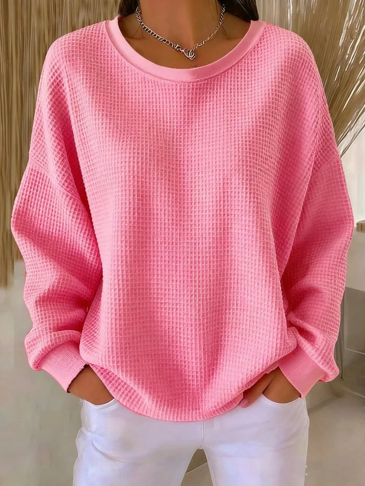 Linnea | Women's Waffle Knit Oversized Long Sleeve Jumper