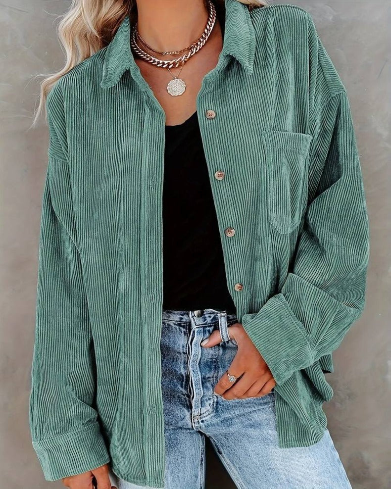 Wrenley | Women's Corduroy Oversized Button Down Shirt