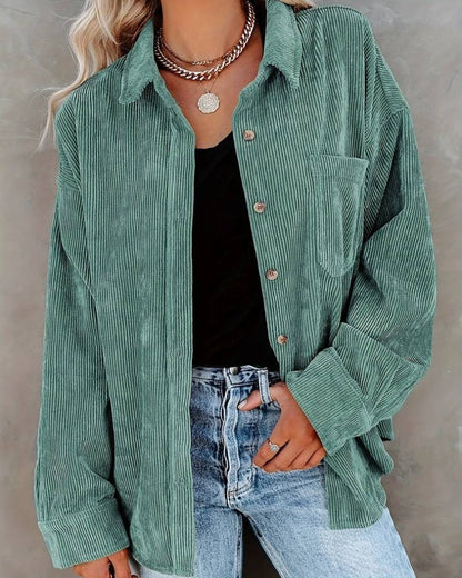 Wrenley | Women's Corduroy Oversized Button Down Shirt