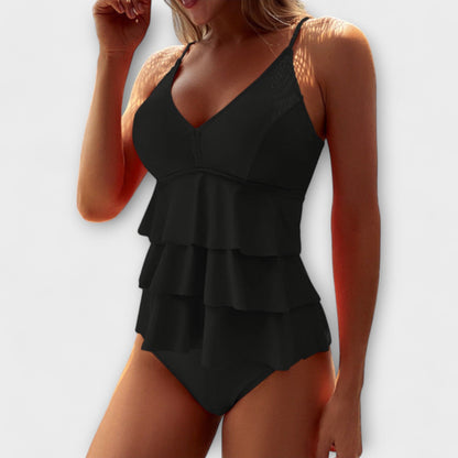 Taylor | One Piece Swimsuit Tiered Ruffle V Neck Tankini