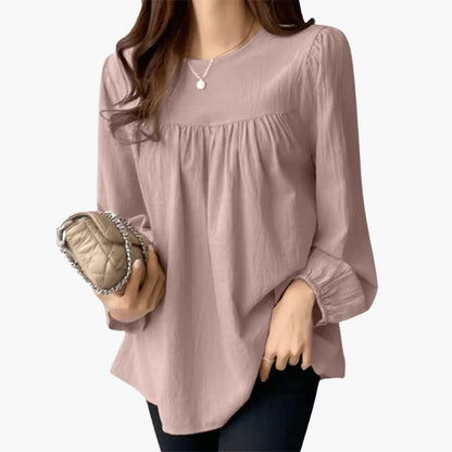 Elara | Women's Long Sleeve Round Neck Flowy Blouse