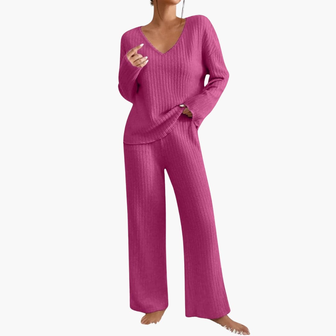 Neutral Haven | Women's Ribbed Knit Lounge Set