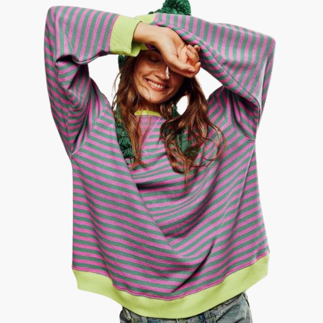 Marlowe | Women's Striped Relaxed Long Sleeve Top