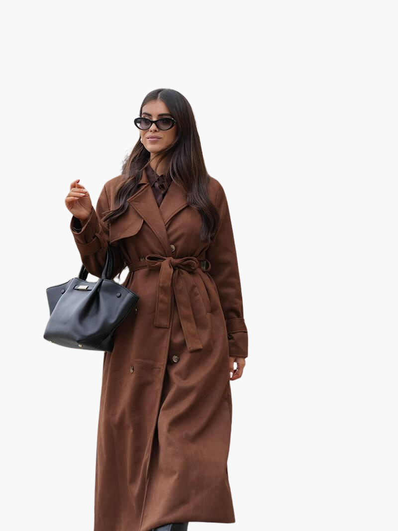 Marlowe | Women's Double-Breasted Belted Longline Trench Coat
