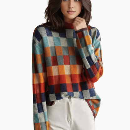 Marisol | Women's Colorblock Turtleneck Relaxed Fit Sweater
